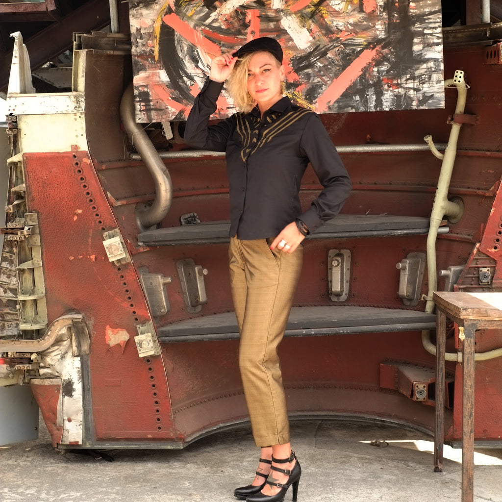 Pantalon Polly mohair doré - vue debout