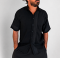 Chemise noire homme – Jeu de textures