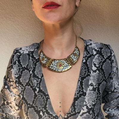 Collier berbère mosaïque blanche